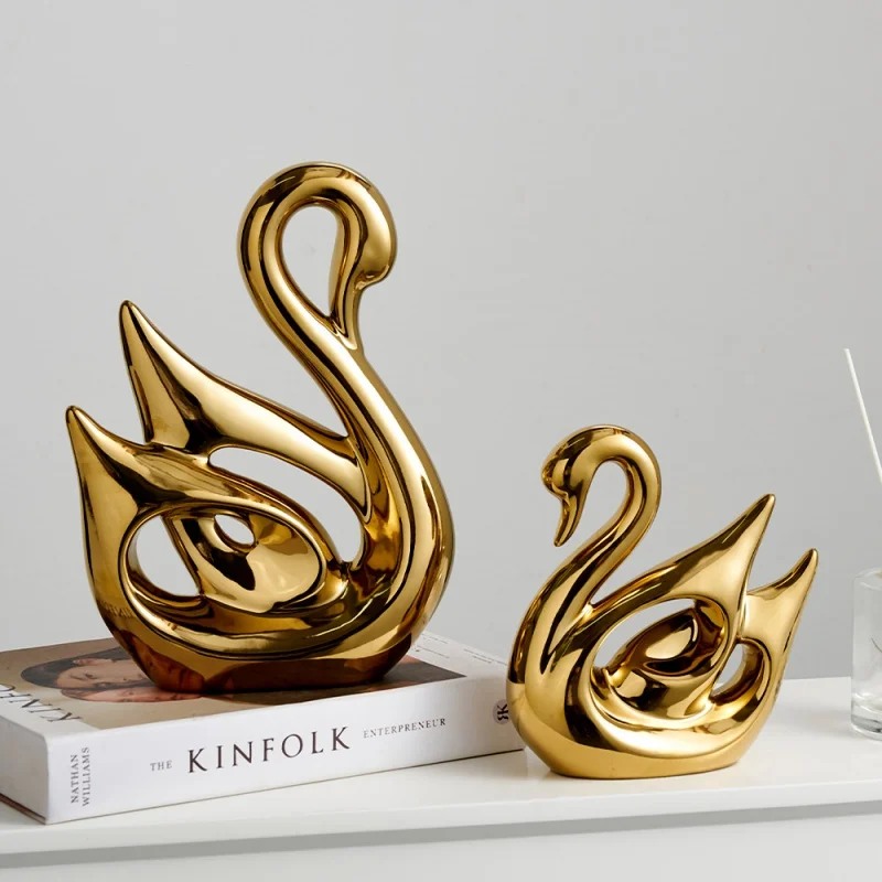 

Luxury Home Decoration Bedroom Office Desk Accessories Swan Sculpture and Figurine Living Room Decor Resin Ornaments Statue Gift