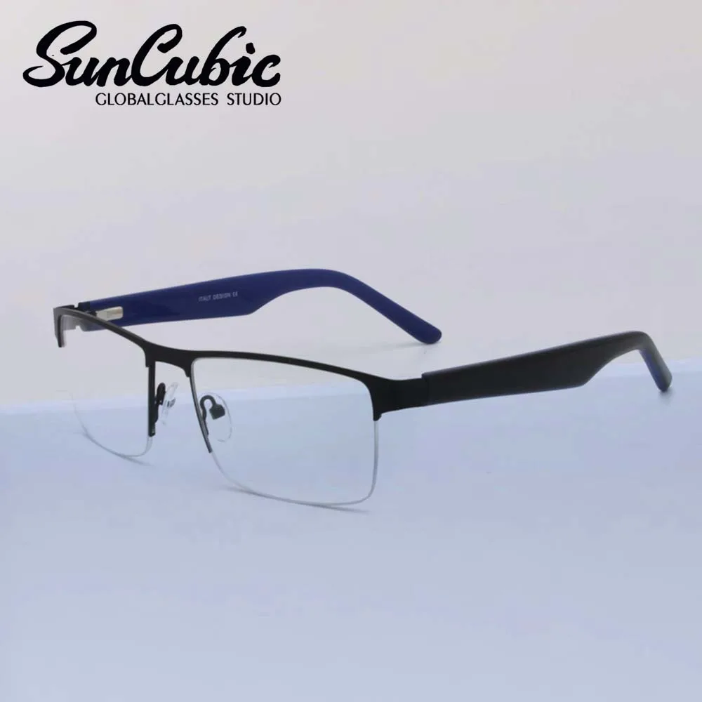 

Business Men Eyeglasses Frames Hot Sell Half Rim Stainless Steel Square Rectangular Big Large Size RFG7002