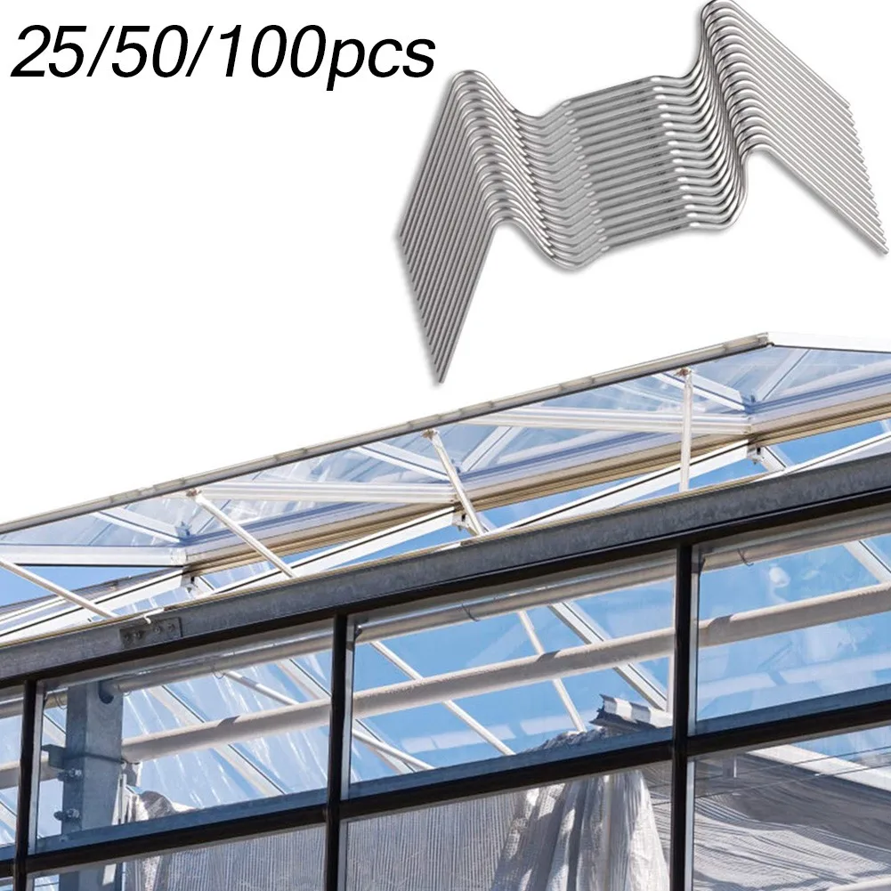 

25/50/100Pcs Greenhouse Glass Clips Stainless Steel W Type Glazing Clips Leaf Spring Fixing Clip Greenhouse Glass Clamp
