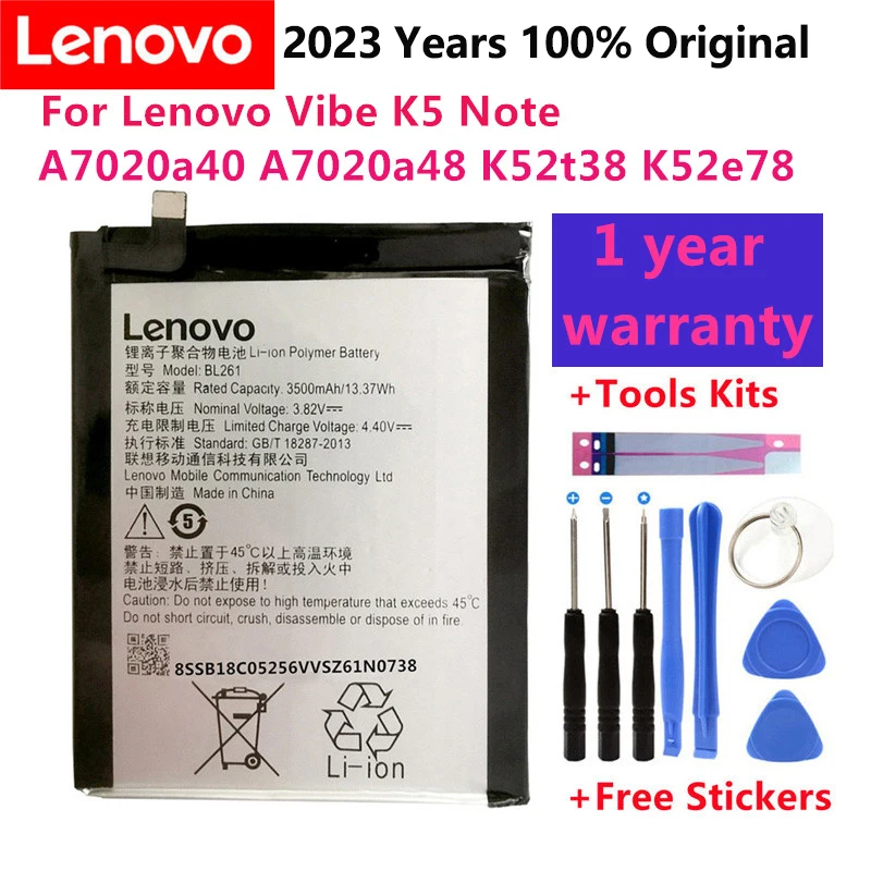 

3500mAh BL261 Replacement Battery For Lenovo Vibe K5 Note Lemon A7020a40 A7020a48 K52t38 K52e78 BL 261 Mobile Phone Battery