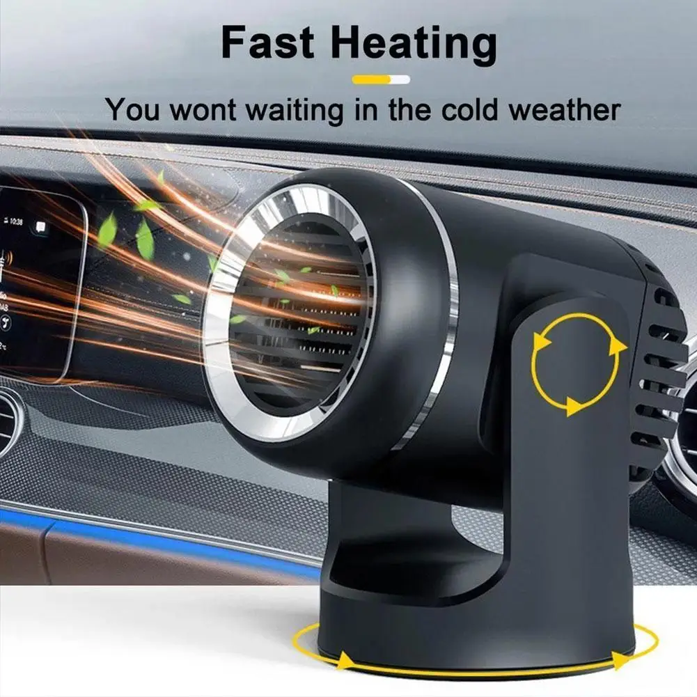 Portable Car Heater 12V / 24V Quick Heating Fan Winter Windshield Defroster Rotating Cooling Car Interior Mini Air Conditioner