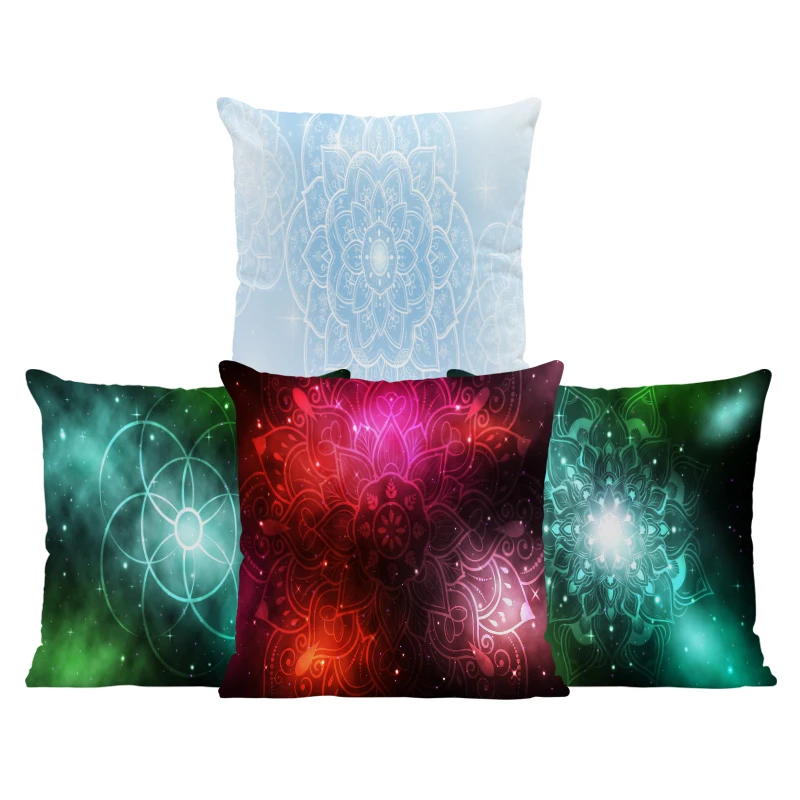 Наволочка с логотипом на заказ игровая светло-голубая Мандала круглым узором