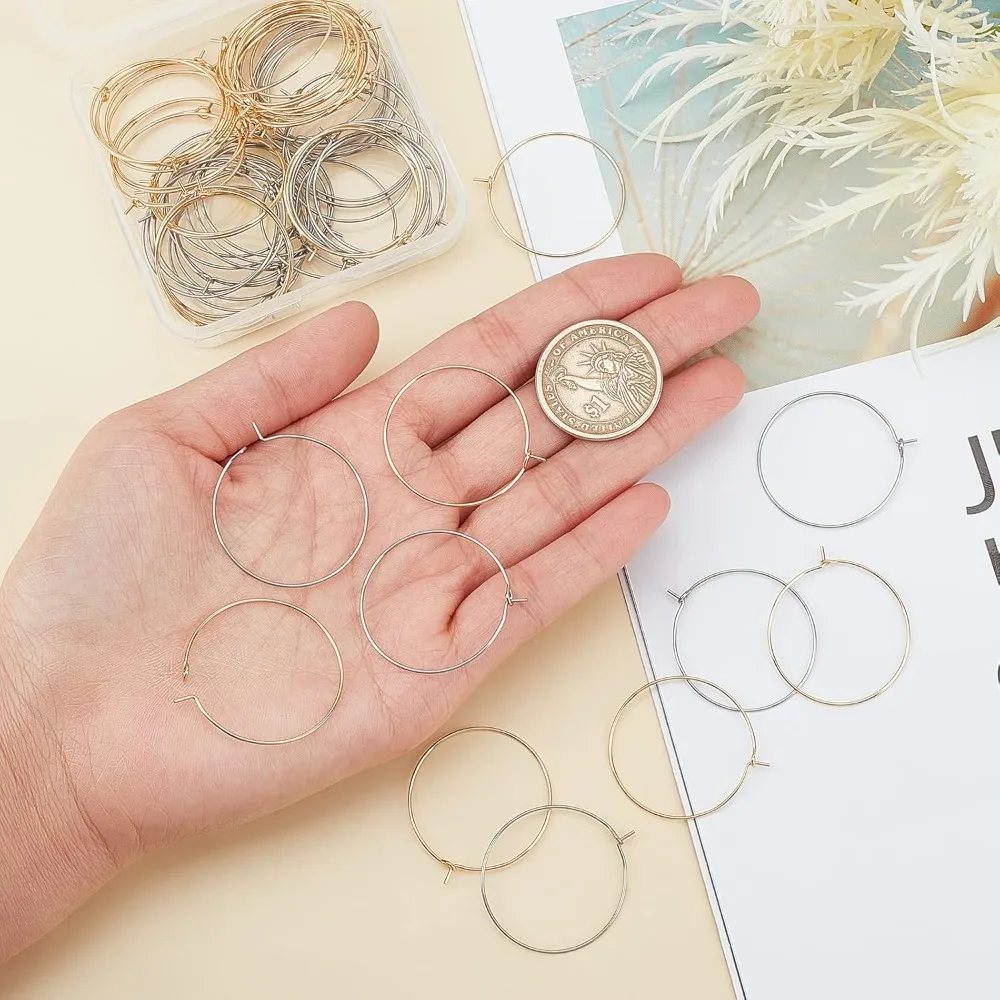 80 шт. 2 цвета серьги-кольца с бисером очаровательное кольцо в виде бокала для вина