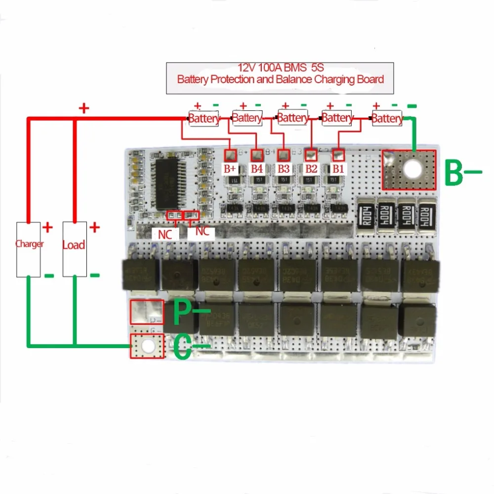 

18V 100A 5S BMS Li-ion LiFePO4 Lithium Battery Protection Circuit Board Balance Charging Board Module