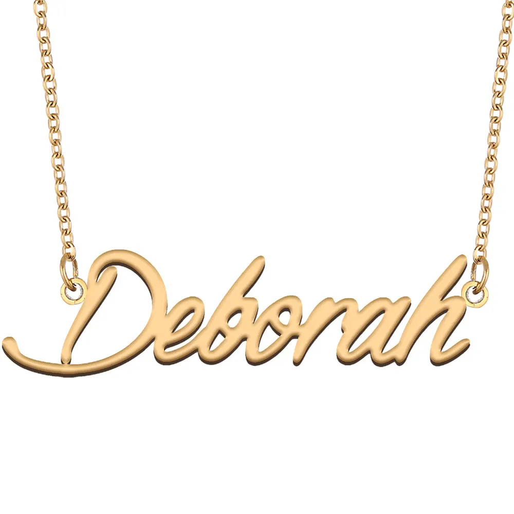 Женское колье из нержавеющей стали Deborah, Золотое колье с именной табличкой, колье с надписью