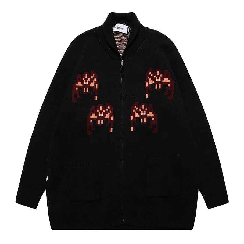 Мужской вязаный кардиган на молнии свободного кроя