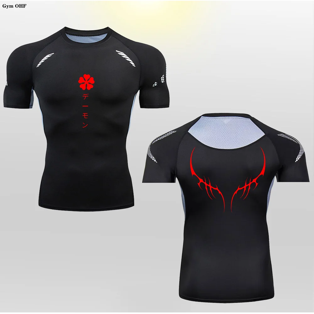 New Men's Compression T-shirt High Elasticity Quick Drying GYM MMA Training Sports Fitness Workout Yoga Sportswear Tops Tees