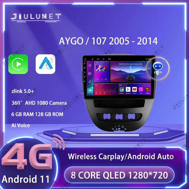 

Автомагнитола JIULUNET для Peugeot 107 для Toyota Aygo 2005-2014, мультимедийный видеоплеер, навигация GPS, Android, 2din, 2 din, dvd