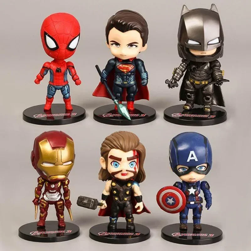 

Marvel Series Avengers Hand-held Iron Man Captain America Spider-man Thor Doll Model Q Version Car Decoration Collection Toys