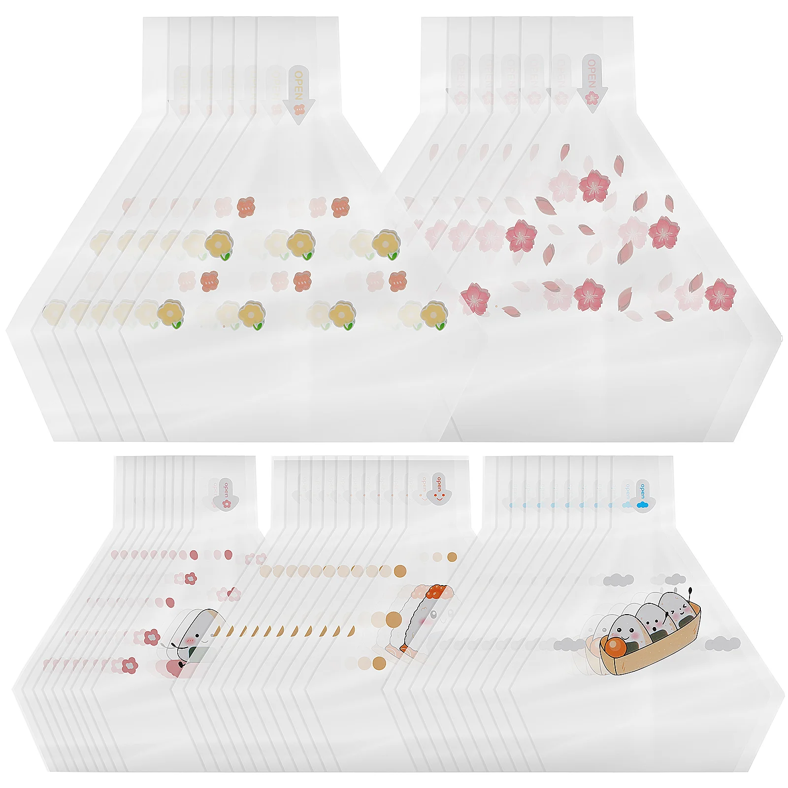 

100 Pcs Japanese Sushi Wrapper Onigiri Wrappers Bulk Wrapping Paper Bags Triangle Packaging Assorted Clear