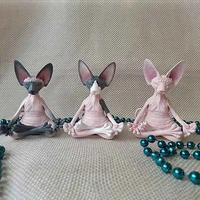 a 1pc creative sphynx cat meditate collectible figurines miniature handmade decor toys animal model home decor
