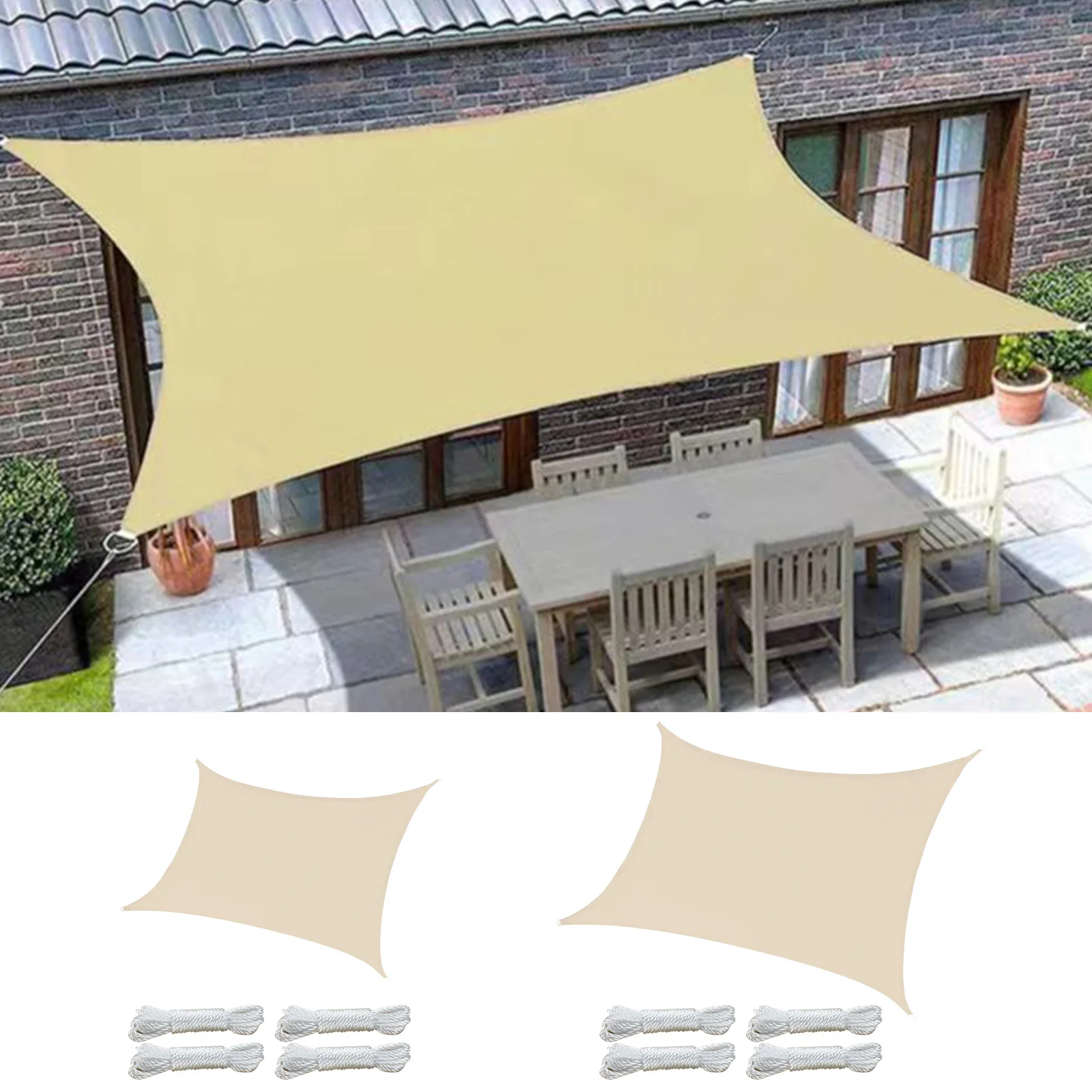 

Outdoor Sun Shade Sail UV Blocking Canopy Awning For Backyard Patio Stainless Steel D-Rings Attached For Lightning-Fast
