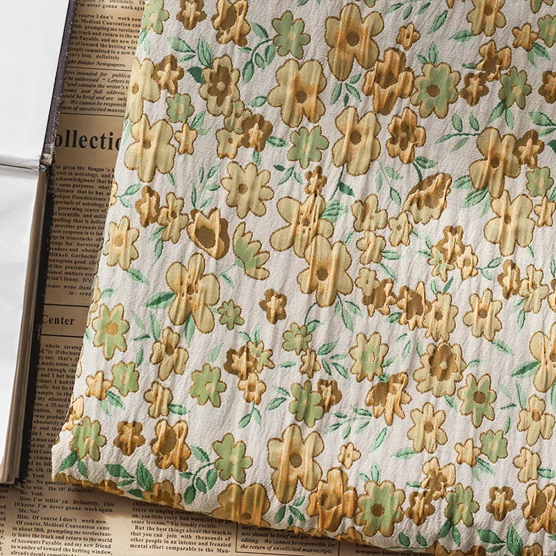 45 см x 145 морщинистая текстура маленькая жаккардовая ткань с цветочным принтом