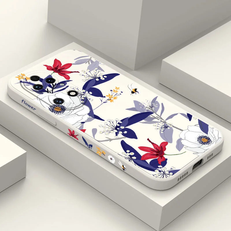 

Honeybee Flower Phone Case For Huawei P50 P40 P30 P20 Pro Lite Nova 10 10SE 9 9SE Mate 50 50E 40 30 20 Pro Lite Cover