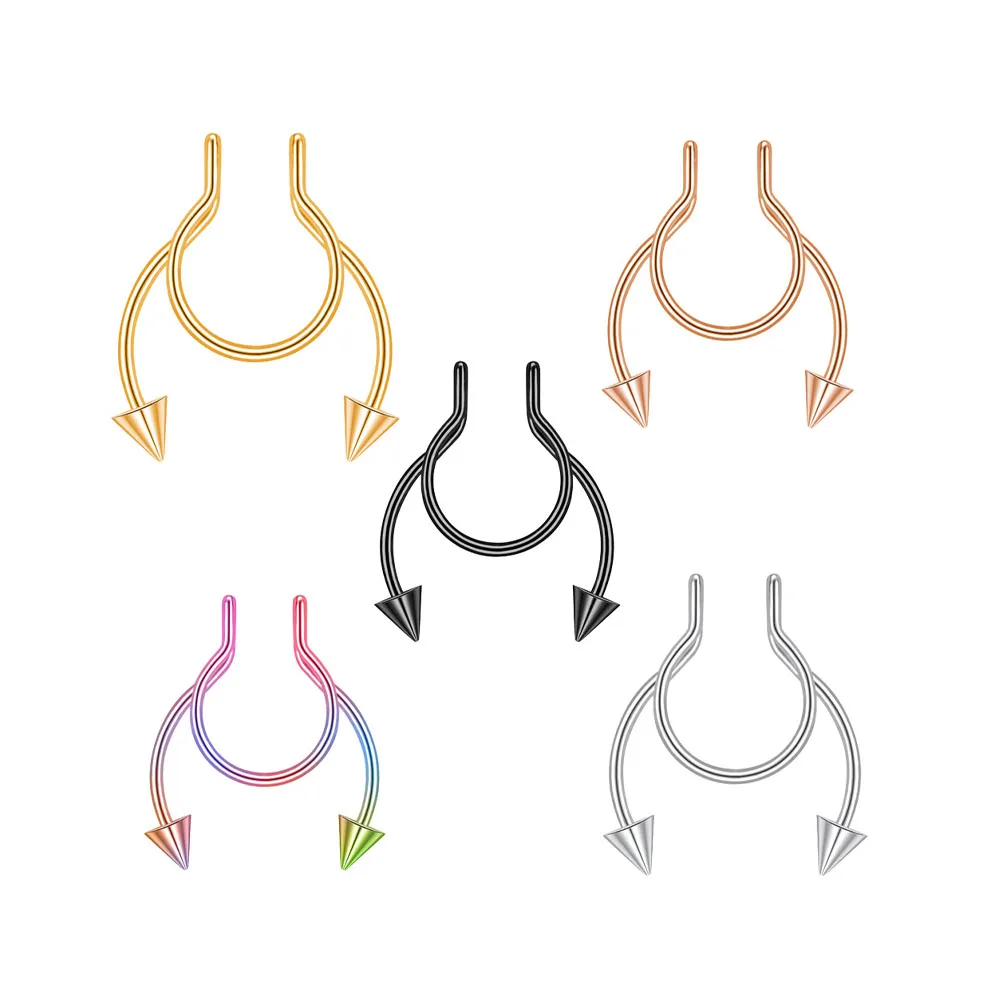 

1PC Surgical Steel Spike Fake Septum Stud Fake Piercing Fake Nose Rings Hoop Fake Nose Ring Non Pierced Nose Jewelry for Women