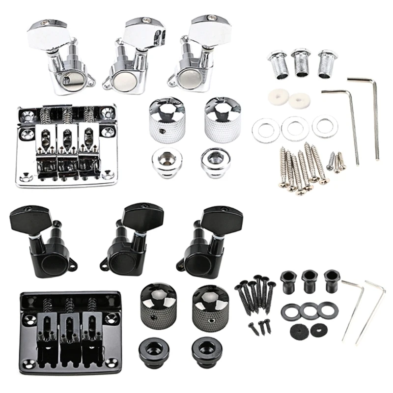 

Dropship 3 Strings Guitar Bridge Set with Screw Control Knob Guitar Replacement Accessory