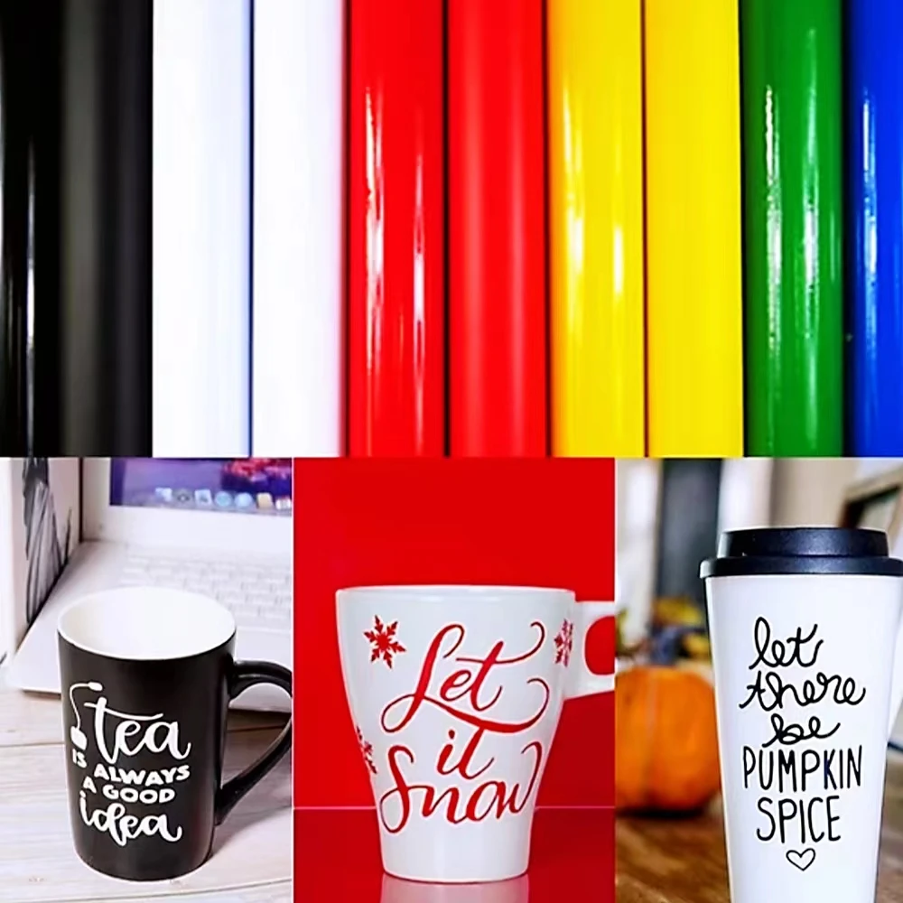 

Multicolor Adhesive Craft Permanent Vinyl Roll Design Lettering Film Cup Glass Decal Sticker Xmas Card DIY Self-adhesive Film