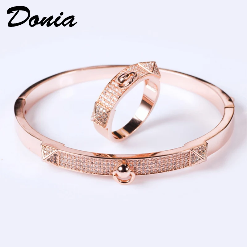 

Donia jewelry Fashion circle mouth square shield bracelet micro-inlaid AAA zircon jewelry ladies personality bracelet set