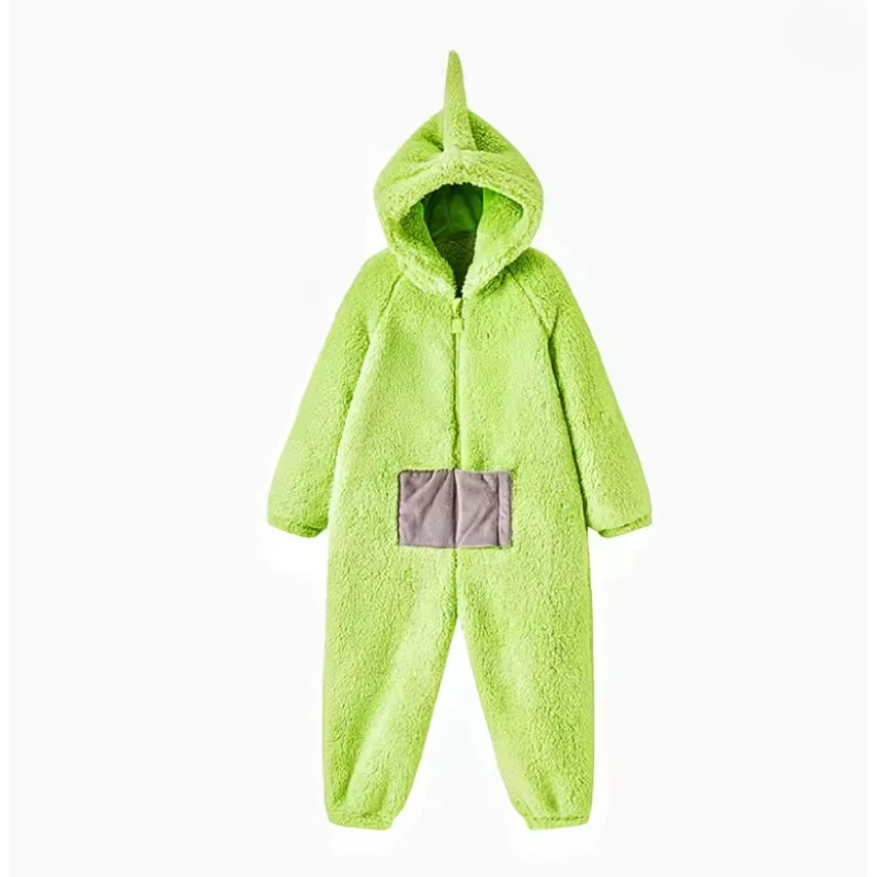 Фото Детские комбинезоны-пижамы Laa-Laa Po Dipsy Tinky Winky с мультяшными персонажами, из плотного кораллового флиса, домашняя одежда для всей семьи, цельный комбинезон №5