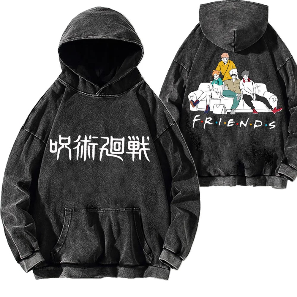 

Jujutsu Kaisen Washed Retro Sweatshirts Large Size Gojo Satoru Hoodies Long Sleeve Pullovers Fushiguro Megumi Unisex Y2k Hoodie