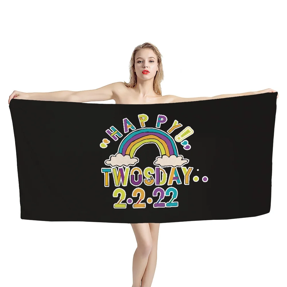 

2022 Rainbow Alphabet Letter Print Beach Towel for Adult Kid Soft Microfiber Bath Towel Quick-Dry Hand/face Shower Towel Blanket