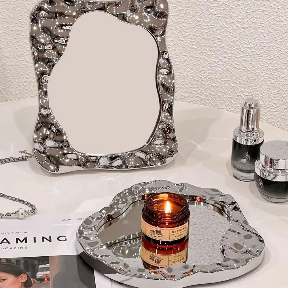 Простое зеркало для макияжа Ins косметическое с волнистым узором нестандартной