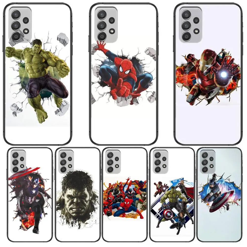 

3D Hulk Spiderman Phone Case Hull For Samsung Galaxy A70 A50 A51 A71 A52 A40 A30 A31 A90 A20E 5G a20s Black Shell Art Cell Cove