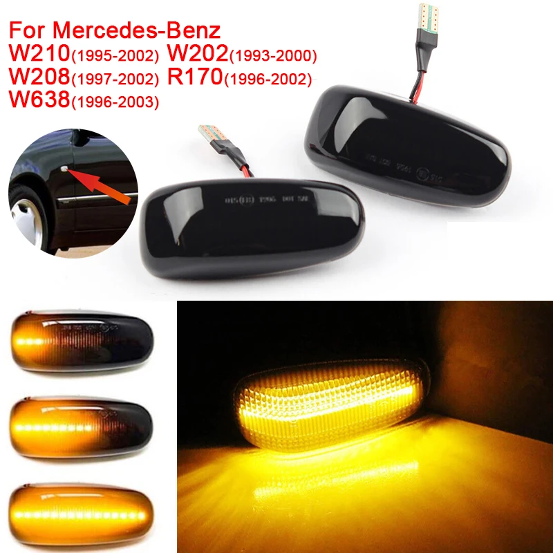 

2PCS Led Side Marker Lights Amber Dynamic Sequential Side Fender Light for Mercedes Benz CLK W202 W210 W208 W638 R170 1997-2000