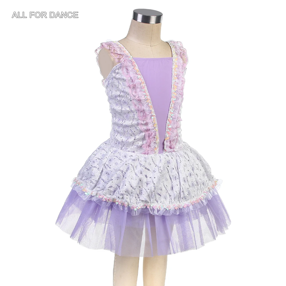 15303 сиреневое балетное танцевальное платье-пачка кружевное платье для детей