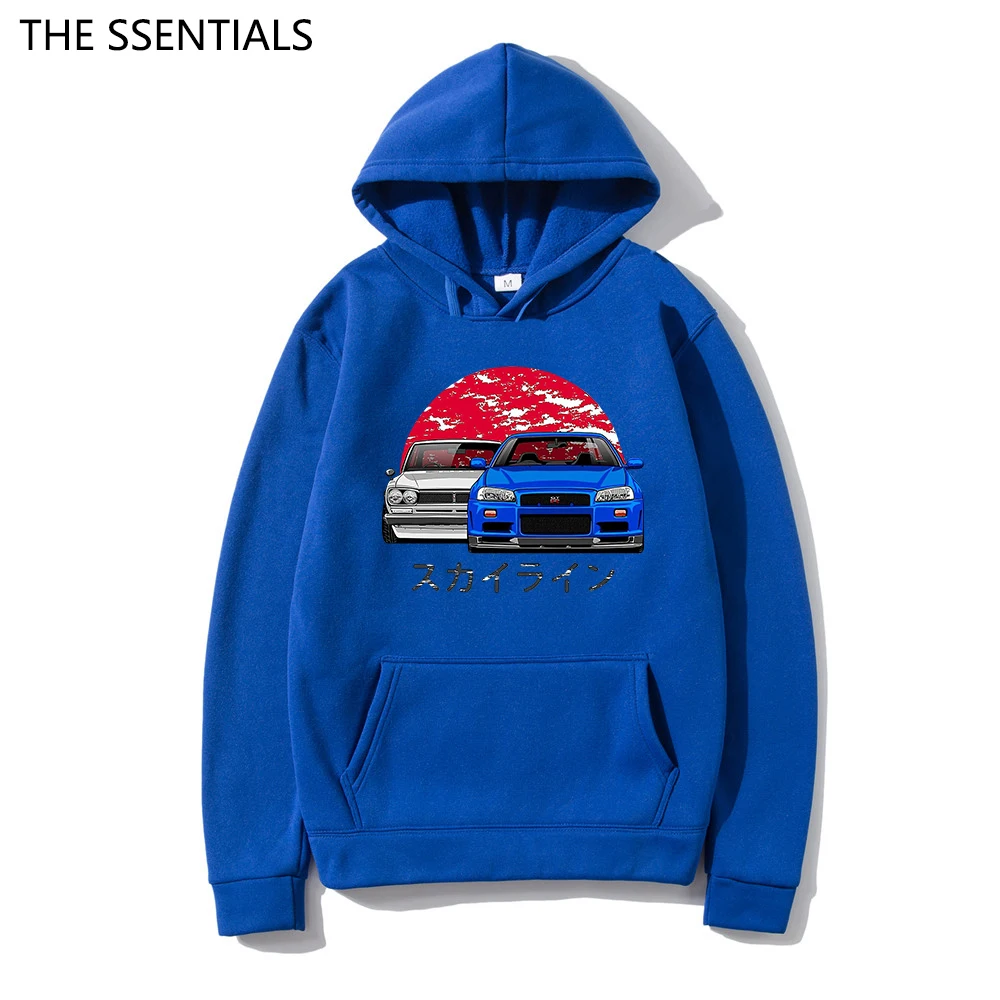 Толстовка мужская оверсайз с капюшоном Классическая кофта рисунком Nissan Skyline GTR 34