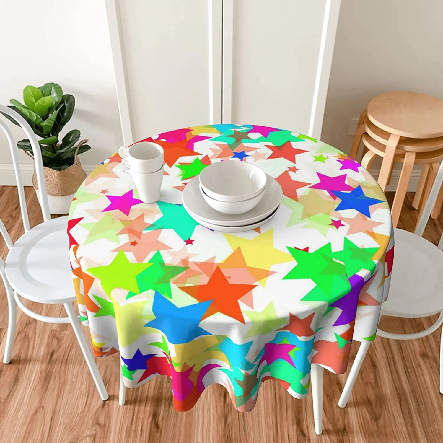 Водонепроницаемая круглая скатерть со звездами подходит для украшения стола