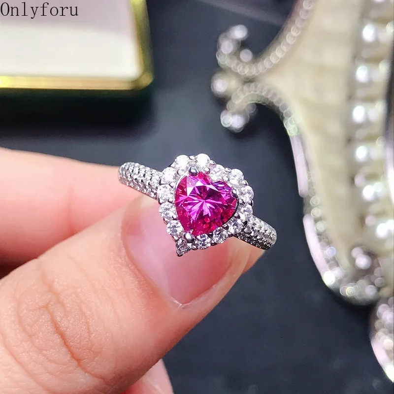 New Popular 925 Silver Excellent Cut 1 Ct Pass Diamond Test Pink Heart Moissanite Wedding Ring for Women Fine Jewelry