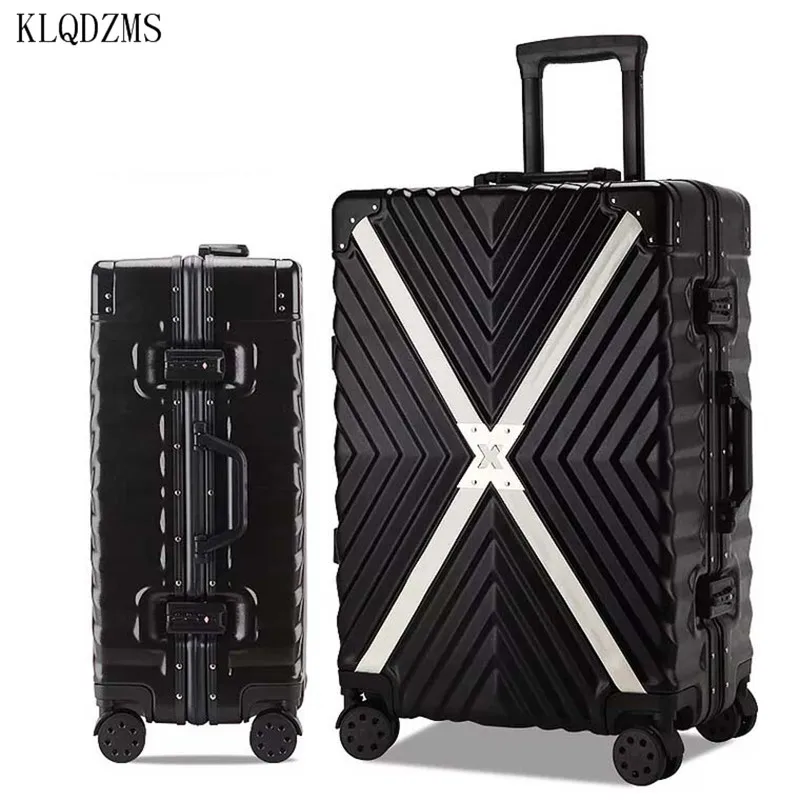 KLQDZMS 20''24''26''29-Inch Metal Anti-Collision Cabin Luggage Student High-Capacity Password Roller Suitcase Case Business Bag
