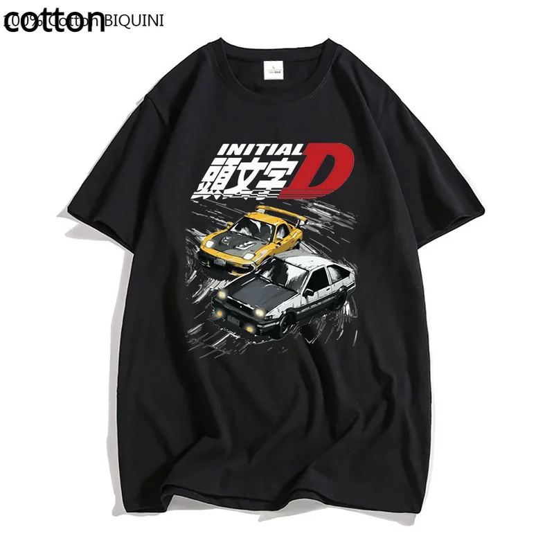 

AE86 Japan Anime Initial D T-shirt Men Summer Cool Short Sleeves Tshirt Casual Homme T Shirt Racing Drift Car Graphic Cotton Tee