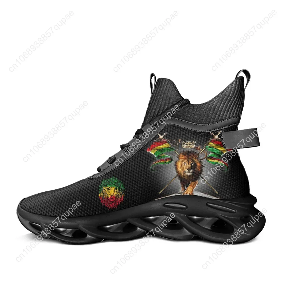 Фото Высокие кроссовки на плоской подошве Reggae Rastafari Rasta Lion Of Judah, мужские и женские подростковые туфли, повседневные легкие альпинистские кроссовки №4