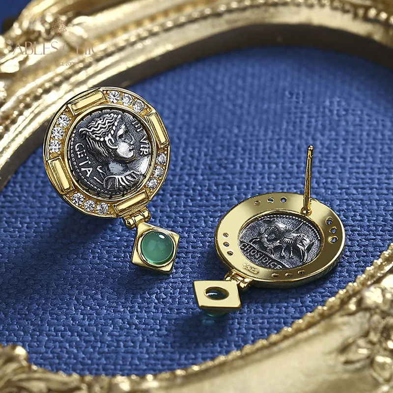 Серьги-гвоздики из серебра 925 пробы с натуральным агатом