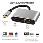Адаптер VGA, совместимый с USB Type C и HDMI, 4K, USB3.1, преобразователь Аудио и видео для Samsung Galaxy S10S9S8, Huawei Mate 20P30 Pro
