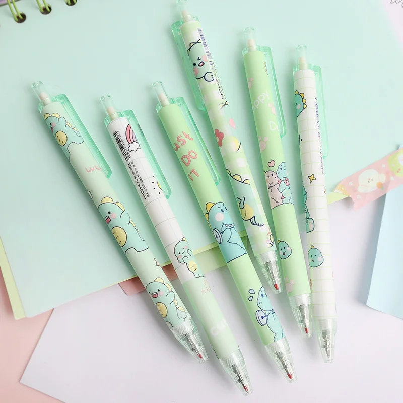 

0.5mm Cute Dinosaurs Frog Writing Pen Smooth Press-type Pens Student Stationery Kawaii Black Gel Pen School Supplies