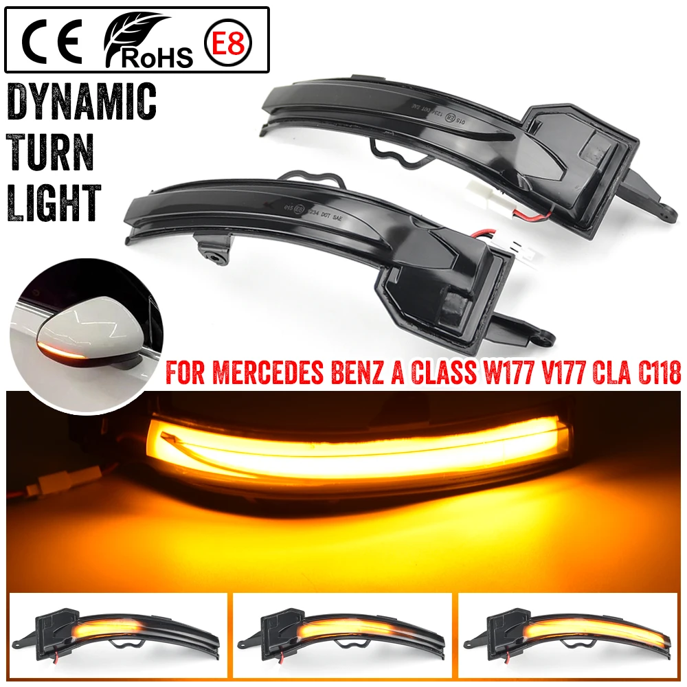 

Dynamic LED Turn Signal Lights Rearview Mirror Indicator Blinker Repeater For Mercedes Benz A Class W177 V177 A200 CLA C118