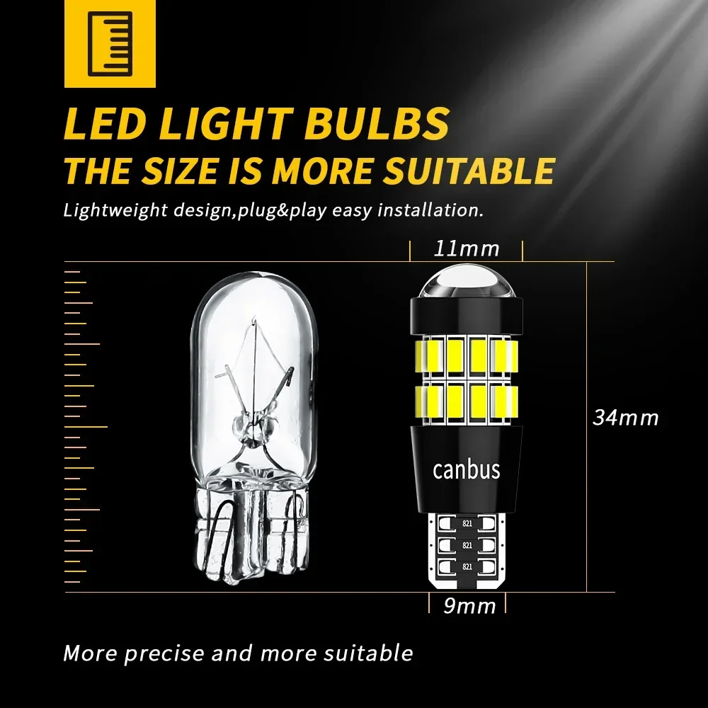 DXZ 2 шт. W5W T10 светодиодные лампы с линзой 30SMD 12V WY5W Canbus автомобильный интерьерный