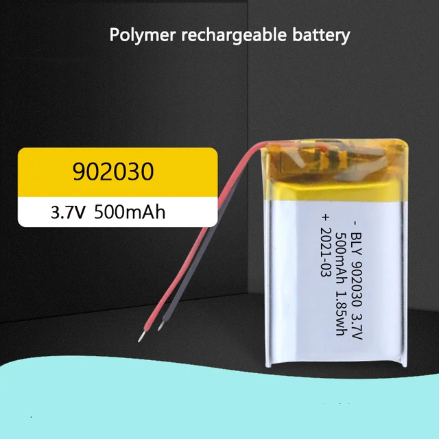 902030 Lithium polymer battery 3.7V 500mAh rechargeable battery for Consumer electronics LED lights bluetooth speakers 1