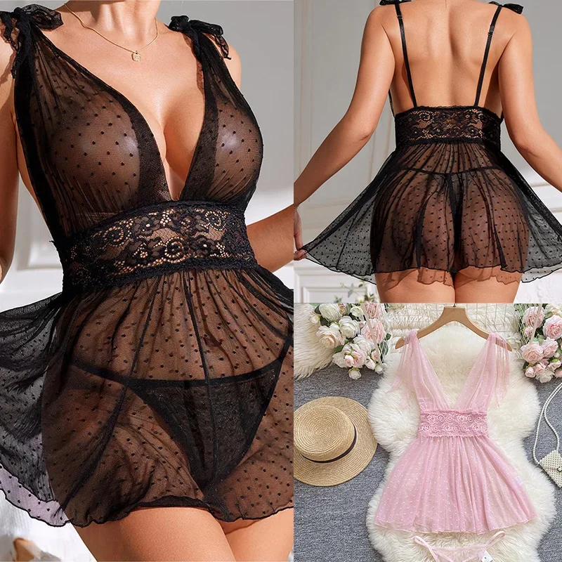 Babydolls Перспектива в горошек с глубоким V-образным вырезом Зов ночи пышными