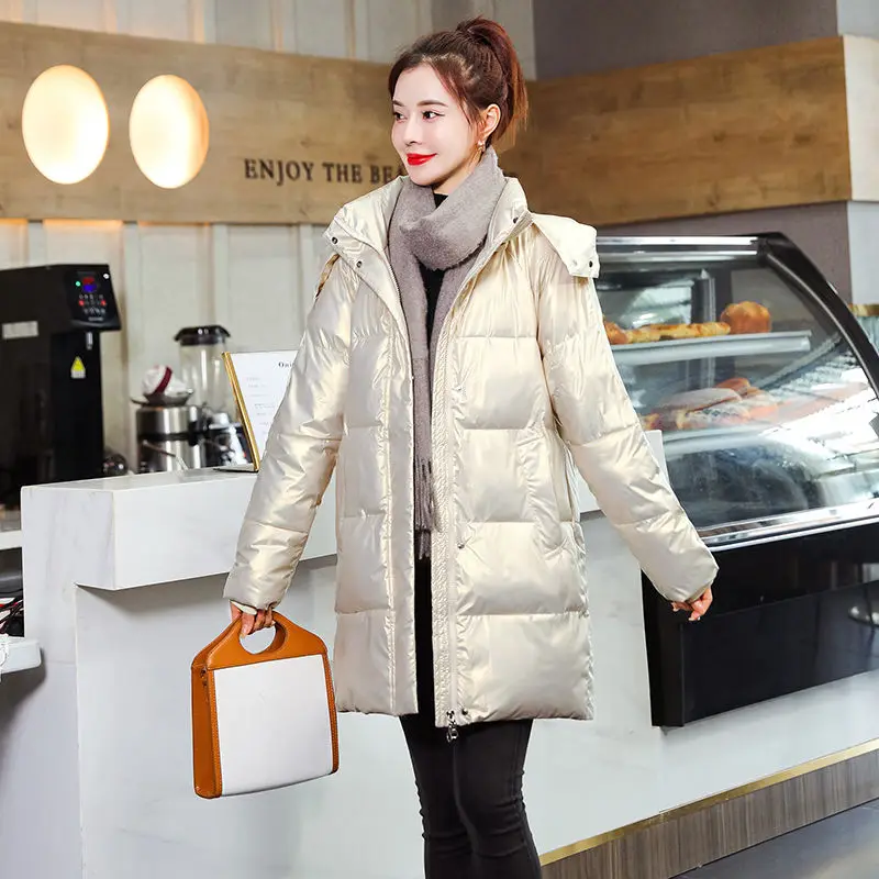 2023 Fashion Loose Women's Winter Down Cotton Jacket Hooded Warm Winter Coat Loose Thickening Parkas Female Pockets Overcoat S85