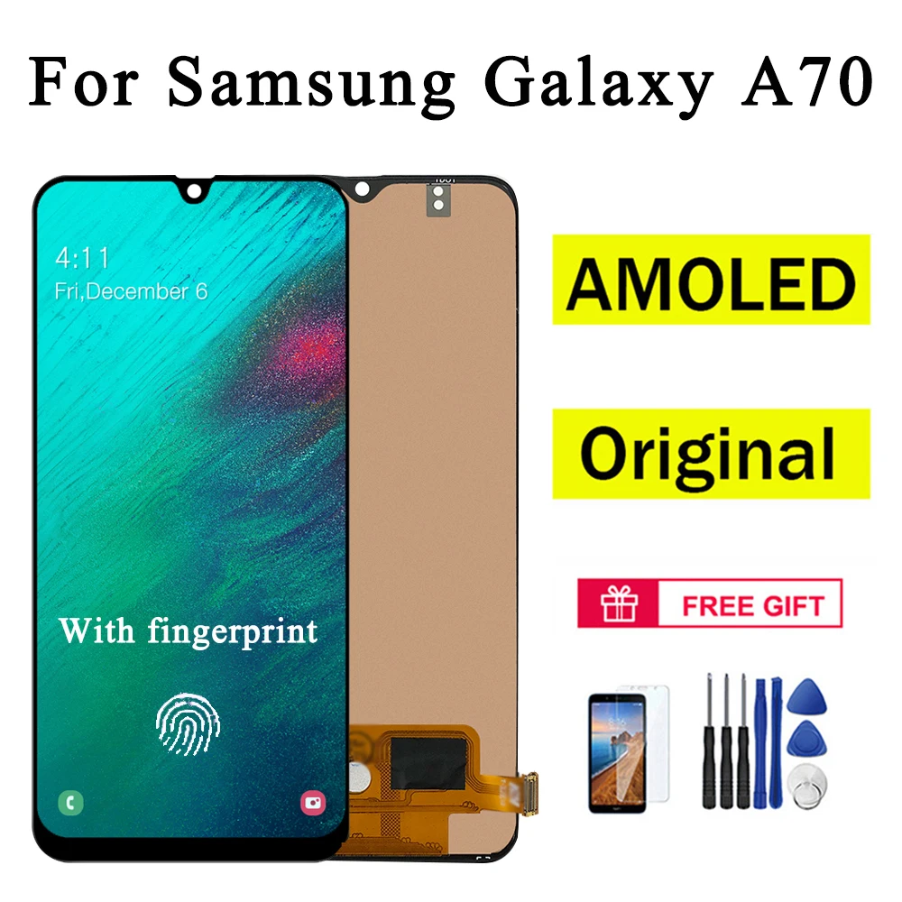 

Оригинальный ЖК-дисплей AMOLED для Samsung Galaxy A70, сенсорный экран, дигитайзер в сборе для Samsung A705 A705F, зеркальный ЖК-экран