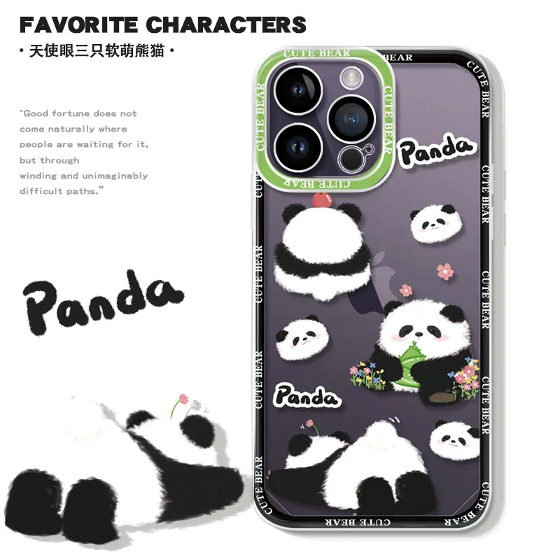 

Creative Cartoon Cute Panda Phone Case For IPhone 14Pro Max 13Plus 12 11 X XR/XS INS Style Transparent Summer Animal Cover