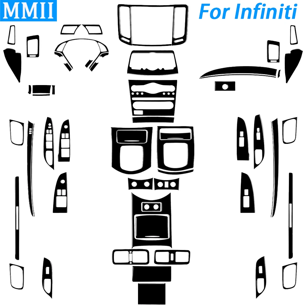 

For Infiniti G35 G37 G25 Q60 Piano Balck Gear Shift Window Lift Air Outlet Dashboard Front Slot Panel Trim Car Interior Sticker
