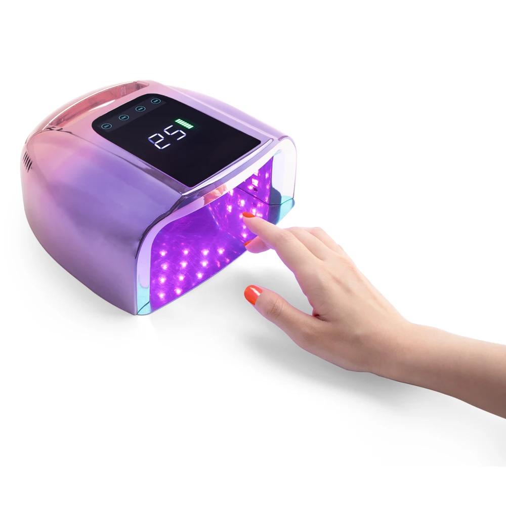 96w Gradient Puprle Pro Cordless LED Nail Lamp Rechargeable Battery UV LED Nail Lamp Cure Cordless UV LED Lamp Curing Gel White enlarge