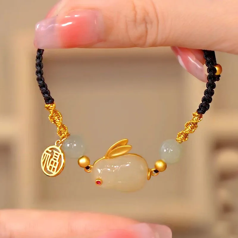 

Chinese Zodiac 2023 Rabbit Year Arts Crafts Bracelet For Women Sweet Cute Beads Bracelets Good Luck Jewelry Birthday Gift