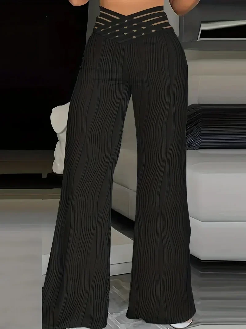 Plus Size Женские Широкие Брюки Больших Размеров 1xl-5xl С Высокой Талией Повседневные