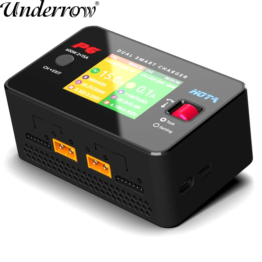 Двухканальное умное балансирующее зарядное устройство HOTA P6 DC600W 300W x2 15A x2 T240 AC240W для Lipo LiIon NiMH аккумуляторов